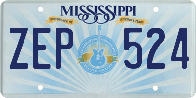MS license plate ZEP524