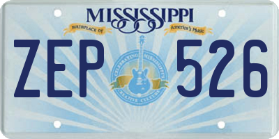 MS license plate ZEP526