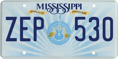 MS license plate ZEP530