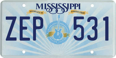 MS license plate ZEP531