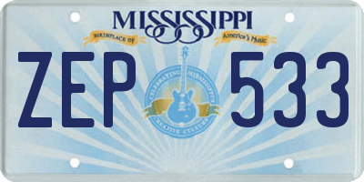 MS license plate ZEP533