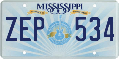 MS license plate ZEP534