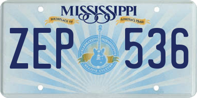 MS license plate ZEP536