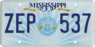 MS license plate ZEP537