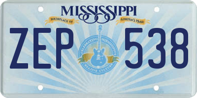 MS license plate ZEP538