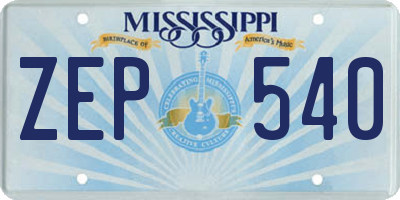 MS license plate ZEP540