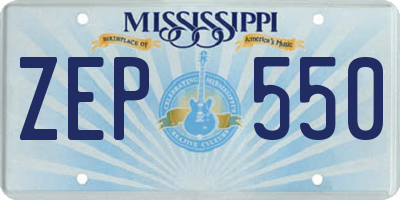 MS license plate ZEP550