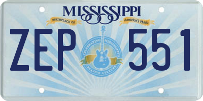 MS license plate ZEP551