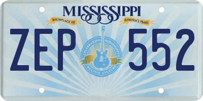 MS license plate ZEP552