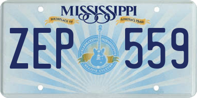 MS license plate ZEP559
