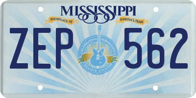 MS license plate ZEP562