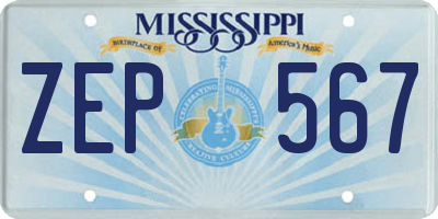 MS license plate ZEP567