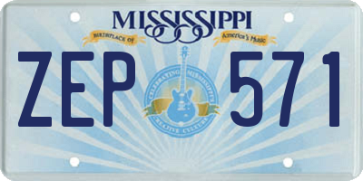 MS license plate ZEP571