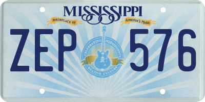 MS license plate ZEP576