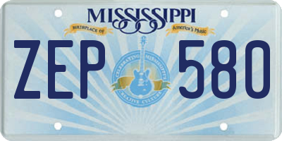 MS license plate ZEP580