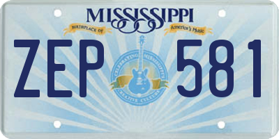 MS license plate ZEP581