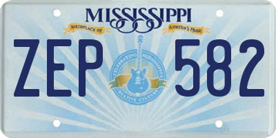 MS license plate ZEP582