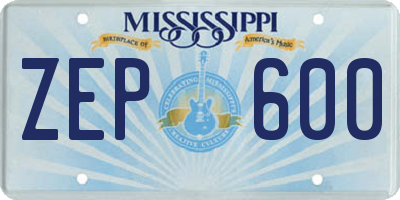 MS license plate ZEP600