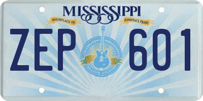 MS license plate ZEP601
