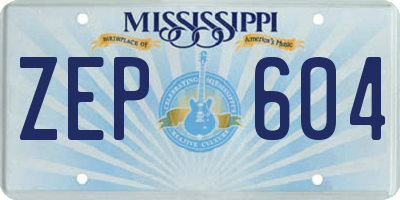 MS license plate ZEP604