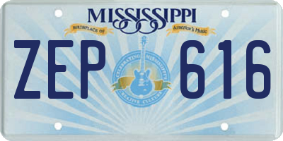 MS license plate ZEP616