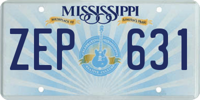 MS license plate ZEP631