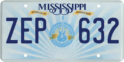MS license plate ZEP632