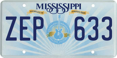 MS license plate ZEP633
