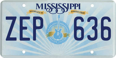 MS license plate ZEP636