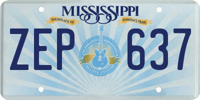 MS license plate ZEP637
