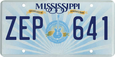 MS license plate ZEP641