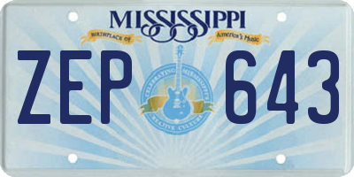 MS license plate ZEP643
