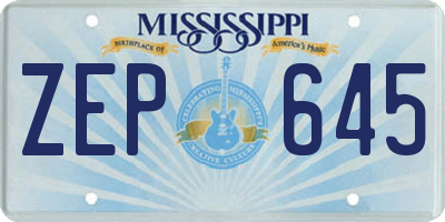 MS license plate ZEP645
