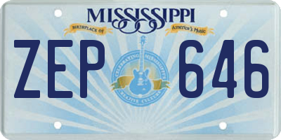 MS license plate ZEP646