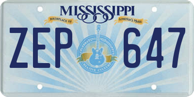 MS license plate ZEP647