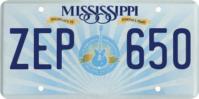 MS license plate ZEP650