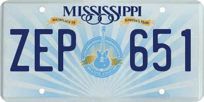 MS license plate ZEP651