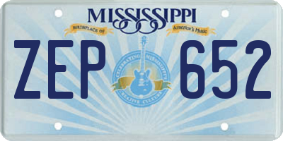 MS license plate ZEP652