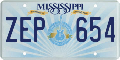 MS license plate ZEP654
