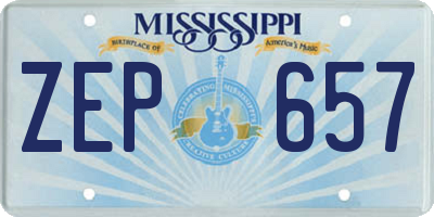 MS license plate ZEP657