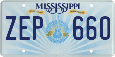 MS license plate ZEP660