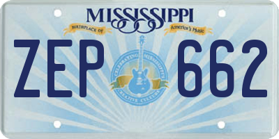 MS license plate ZEP662