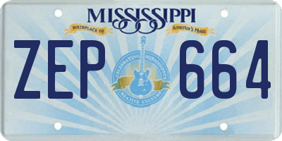 MS license plate ZEP664