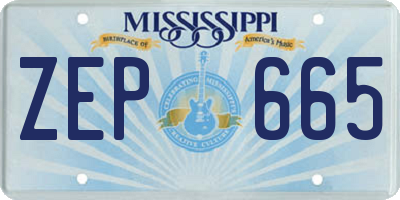MS license plate ZEP665