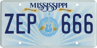 MS license plate ZEP666