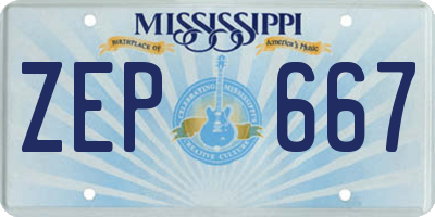 MS license plate ZEP667
