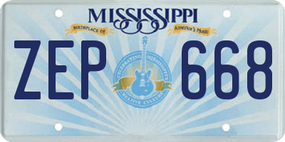 MS license plate ZEP668
