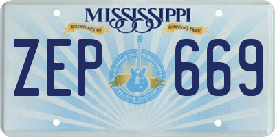 MS license plate ZEP669