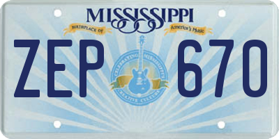 MS license plate ZEP670