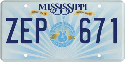 MS license plate ZEP671